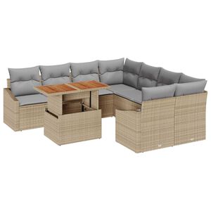 vidaXL Set de canapele pentru grădină 9 pcs Bej Rattan poli