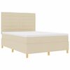 vidaXL Pat cu arcuri cu saltea cu headboard Crem 140 x 200 cm țesătură