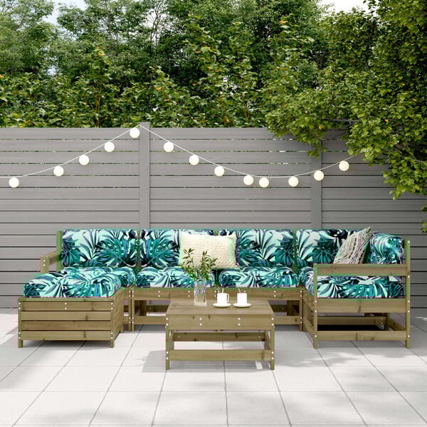 vidaXL Set canapea de grădină, 7 piese, lemn de pin tratat