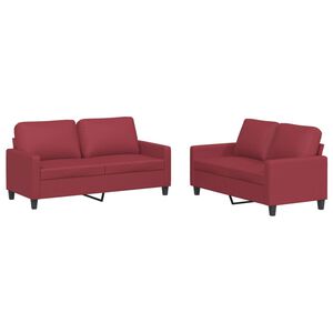 vidaXL Set de canapele cu perne, 2 piese, roșu vin, piele ecologică