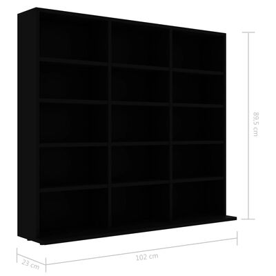 vidaXL Dulap pentru CD-uri, negru, 102 x 23 x 89,5 cm, PAL