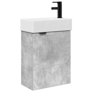 vidaXL Unitate de baie cu robinet Gri Beton 45,5 x 22,5 x 84 cm