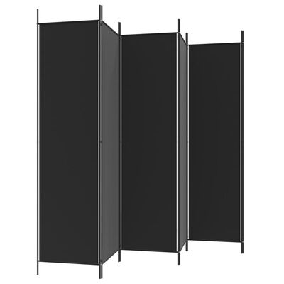 vidaXL Paravan de cameră cu 6 panouri, negru, 300x200 cm, textil