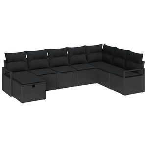 vidaXL Set de canapea 8 buc. 8-Număr de locuri Negru poliratan