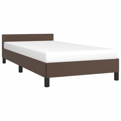 vidaXL Cadru de pat cu tăblie, maro, 80x200 cm, piele ecologică