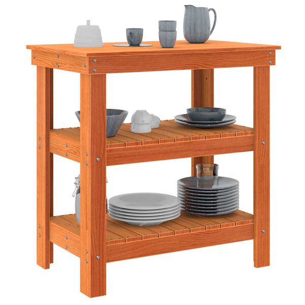 vidaXL Banc de lucru Maroniu cerat 78,5 x 50 x 80 cm Lemn de pin masiv