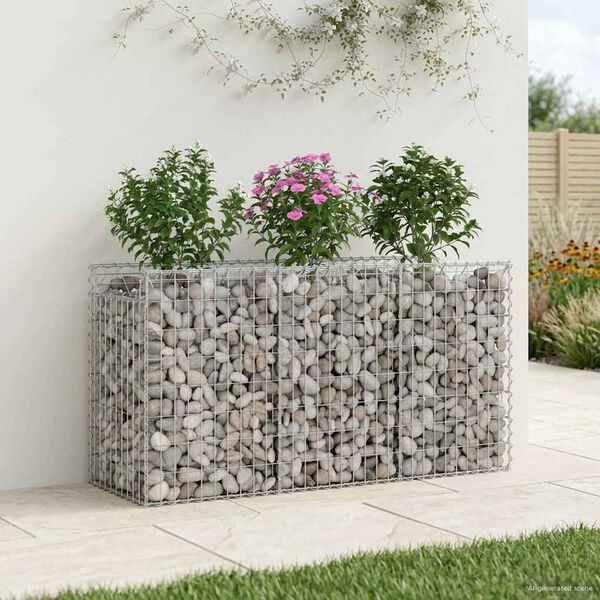 vidaXL Pat ridicat din gabion Argintiu 150 x 50 x 80 cm