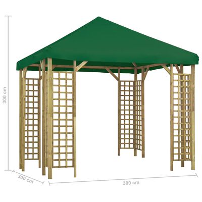 vidaXL Pavilion, verde, 3 x 3 m (310032+47708)