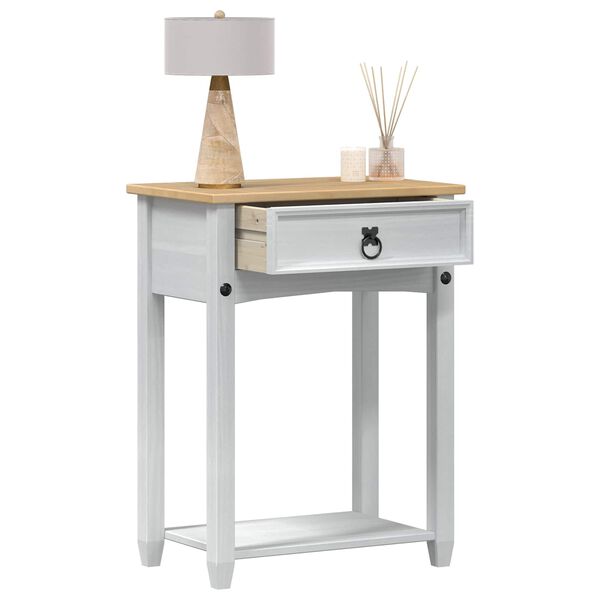vidaXL Masă consolă cu sertar Alb 55 x 35 x 73 cm Lemn de pin masiv