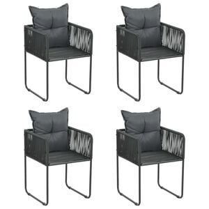 vidaXL Scaune de exterior cu perne, 4 buc., negru, poliratan
