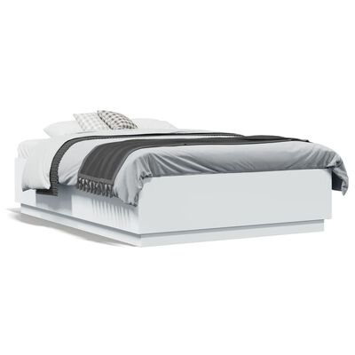 vidaXL Cadru de pat, alb, 120x190 cm, lemn prelucrat