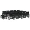 vidaXL Set mobilier de grădină cu perne, 15 piese, negru, poliratan