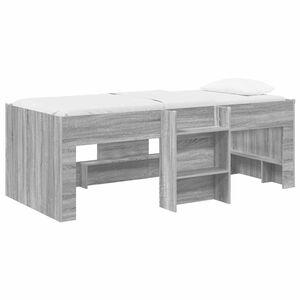 vidaXL Cadru de Pat &Icirc;nalț pentru Copii Sonoma gri 90 x 200 cm