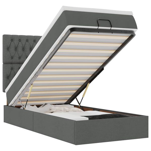 vidaXL Cadru de pat otoman cu saltele Gri închis 90x190cm țesătură