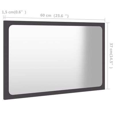 vidaXL Oglindă de baie, gri, 60x1,5x37 cm, PAL