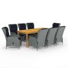 vidaXL Set mobilier de grădină, 9 piese, gri deschis