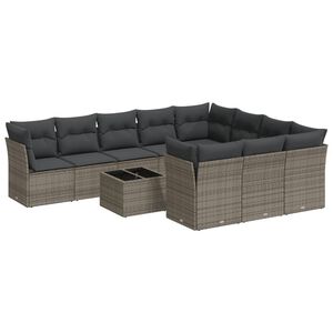 vidaXL Set canapele de grădină cu perne, 11 piese, gri, poliratan