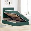 vidaXL Pat cu saltea și LED Verde &icirc;nchis 120 x 200 cm Catifea