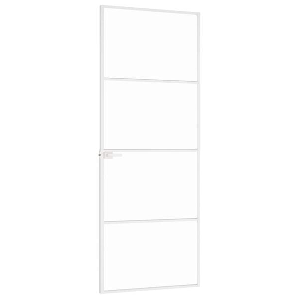 vidaXL Ușă de interior alb 76x201,5 cm sticlă securiz. / aluminiu slim