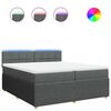 vidaXL Pat box spring cu saltea, gri &icirc;nchis, 200x200 cm, textil