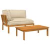 vidaXL Set de canapea cu pernă Simplu 2 pcs Bej Lemn Solid de Acacia