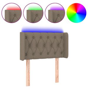 vidaXL Tăblie de pat cu LED, gri taupe, 83x16x78/88 cm, textil