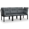 vidaXL Set mobilier de grădină cu perne, 3 piese, negru/gri, poliratan