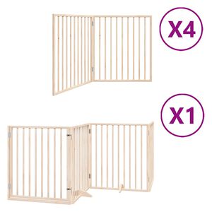 vidaXL Poartă de c&acirc;ini pliabilă cu ușă, 12 panouri, 960 cm, lemn plop