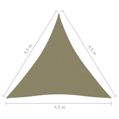 vidaXL Parasolar, bej, 4,5x4,5x4,5 m, țesătură oxford, triunghiular