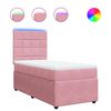 vidaXL Pat box spring cu saltea, roz, 90x190 cm, catifea