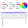 vidaXL Tăblie de pat cu LED, alb, 163x16x78/88 cm, piele ecologică