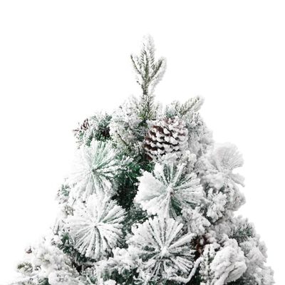 vidaXL Brad de Crăciun pre-iluminat cu zăpadă & conuri, 195 cm, PVC&PE