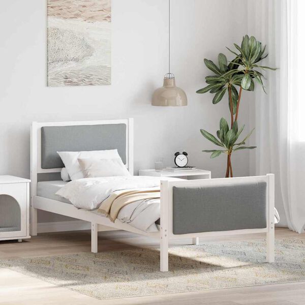 vidaXL Cadru de pat cu headboard Gri deschis 75 x 190 cm țesătură