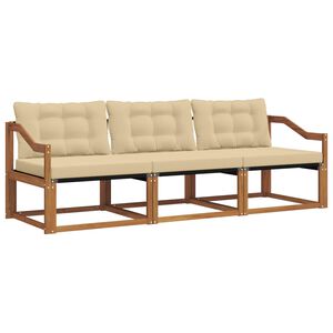 vidaXL Set de canapele de exterior 3 buc. Natural și Bej