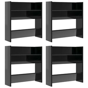 vidaXL Pantofare de perete, 4 buc., negru extralucios, 60x18x60cm, PAL