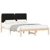 vidaXL Cadru de pat cu tăblie tapițată cu headboard Negru 135 x 190 cm