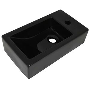 vidaXL Chiuvetă cu orificiu robinet, negru, 46x25,5x12, ceramică