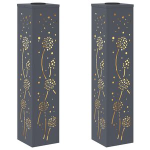 vidaXL Lumină LED Solară pentru Alei 2 buc. Alb cald 18 x 18 x 80 cm