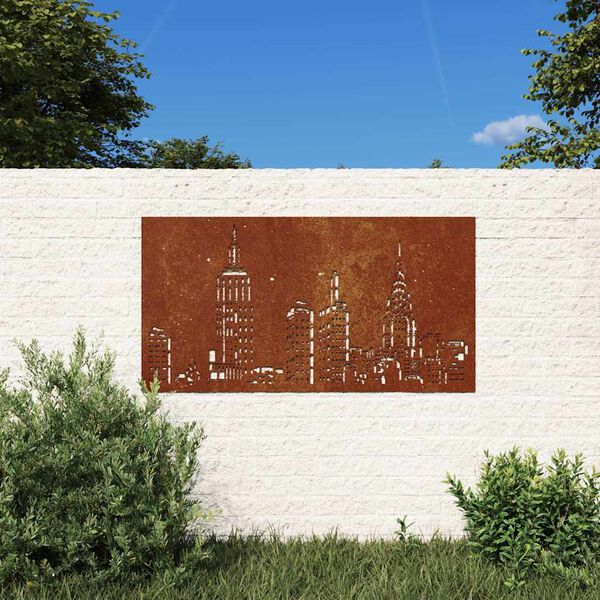 vidaXL Decor perete de grădină 105x55 cm design orizont oțel Corten