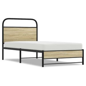 vidaXL Cadru de pat fără saltea 75x190 cm Lemn derivat stejar Sonoma