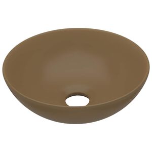 vidaXL Chiuvetă de baie, crem mat, ceramică, rotund