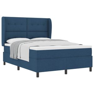vidaXL Pat cu arcuri cu headboard albastru 160 x 200 cm țesătură