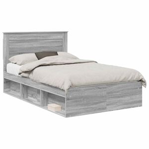 vidaXL Cadru de pat Simplu Gri Sonoma 120 x 190 cm Lemn de pin masiv