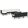 vidaXL Set mobilier de grădină cu perne, 11 piese, negru, poliratan