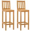 vidaXL Scaun de bar 2 pcs Maro Lemn solid de tec