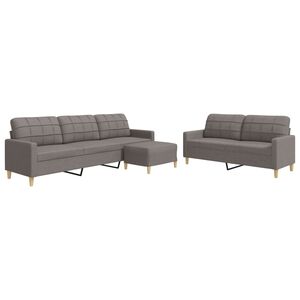 vidaXL Set de canapea cu perne, 3 piese, gri taupe, material textil