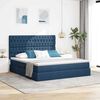 vidaXL Pat cu saltea și LED cu saltea albastru 180 x 200 cm Poliester