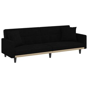 vidaXL Canapea extensibilă cu perne, negru, material textil