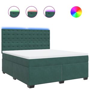 vidaXL Pat box spring cu saltea, verde &icirc;nchis, 180x200 cm, catifea