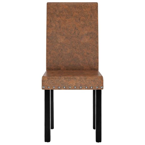 vidaXL Scaune de bucătărie, 4 buc., maro, material textil